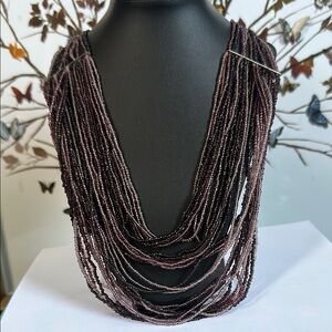 Elegant Multi-Strand Brown Beaded Necklace